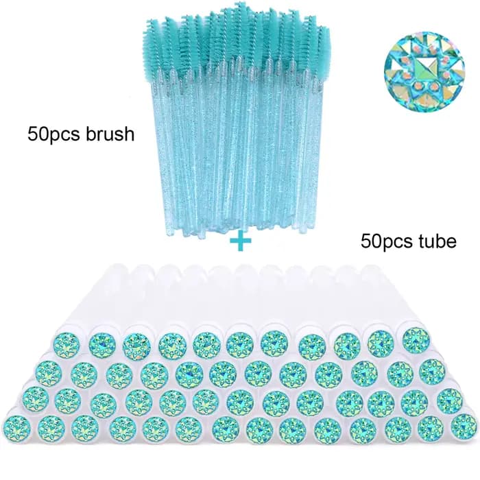Tubes de brosse à cils avec baguettes de Mascara en cristal, peigne à sourcils, conteneur de bobines