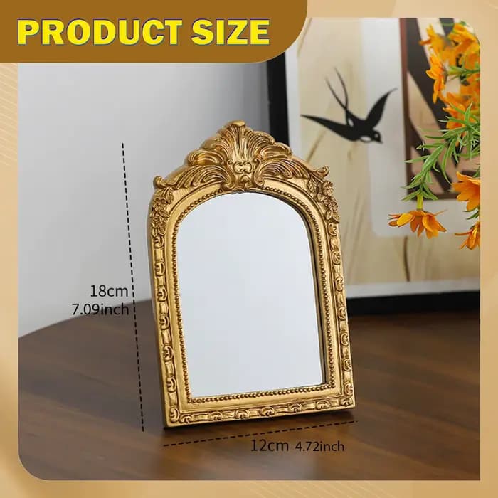 Miroir de maquillage arqué or Antique