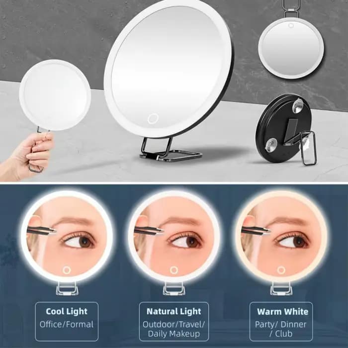 Miroir grossissant 10/20/30X avec pincettes à lumière LED