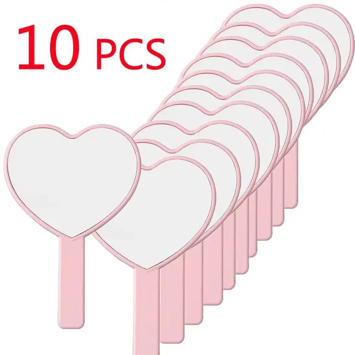 Miroir de maquillage à main en forme de cœur