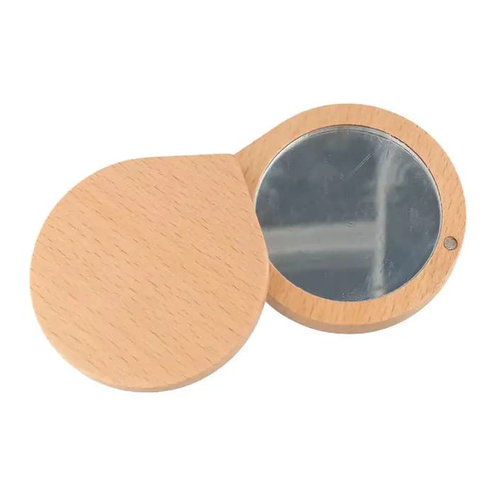 Mini Black Walnut Wood Makeup Mirror Rotatable Foldable Rotating Cosmetic