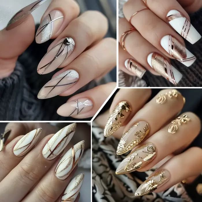 Vernis à ongles Gel à revêtement métallique or argent, effet métallique miroir chromé, Super lumineu