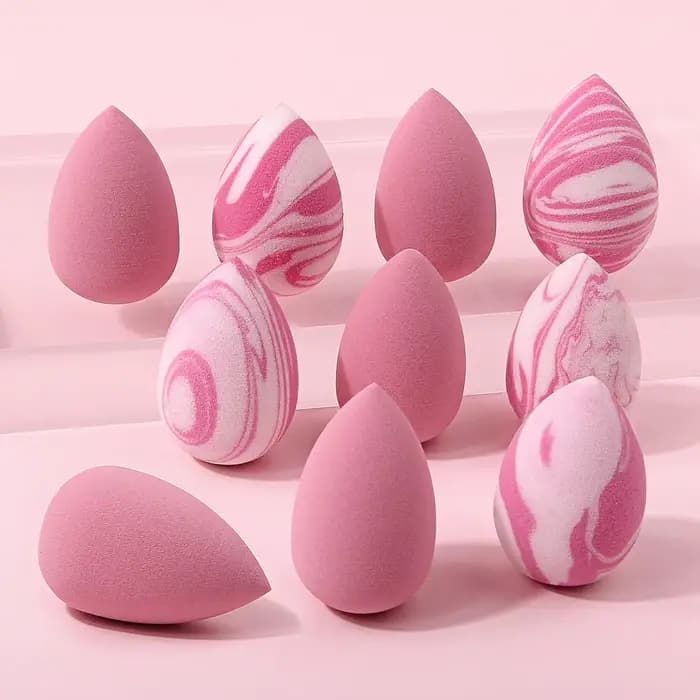 Ensemble de 10 mini éponges de maquillage roses