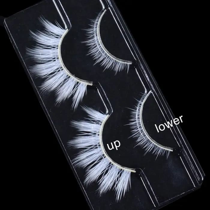 2 paires/cas 3D cils blancs bande claire couleur neige