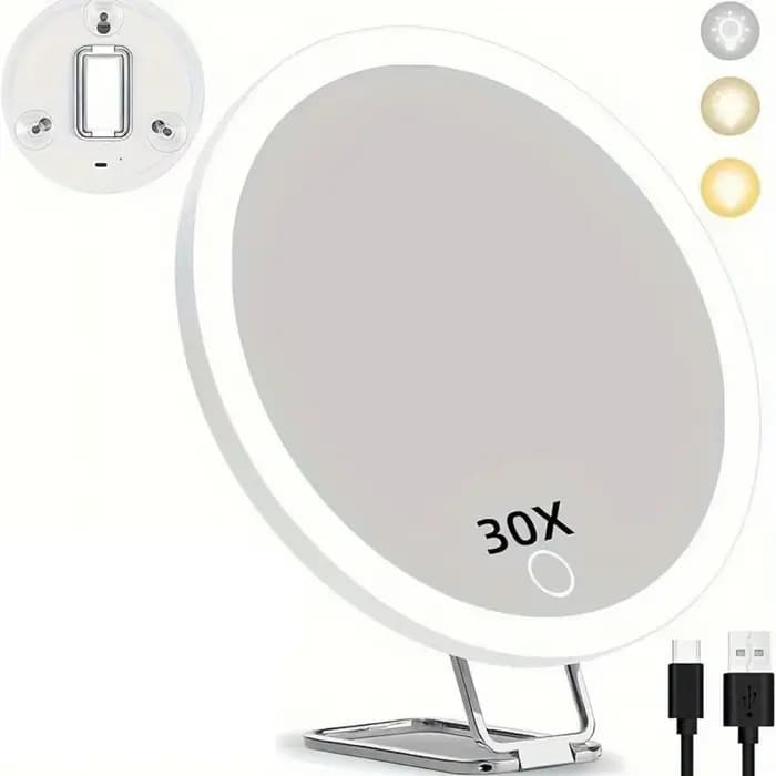 Miroir Grossissant sur Pied Réglable à 360 ° avec Lumière