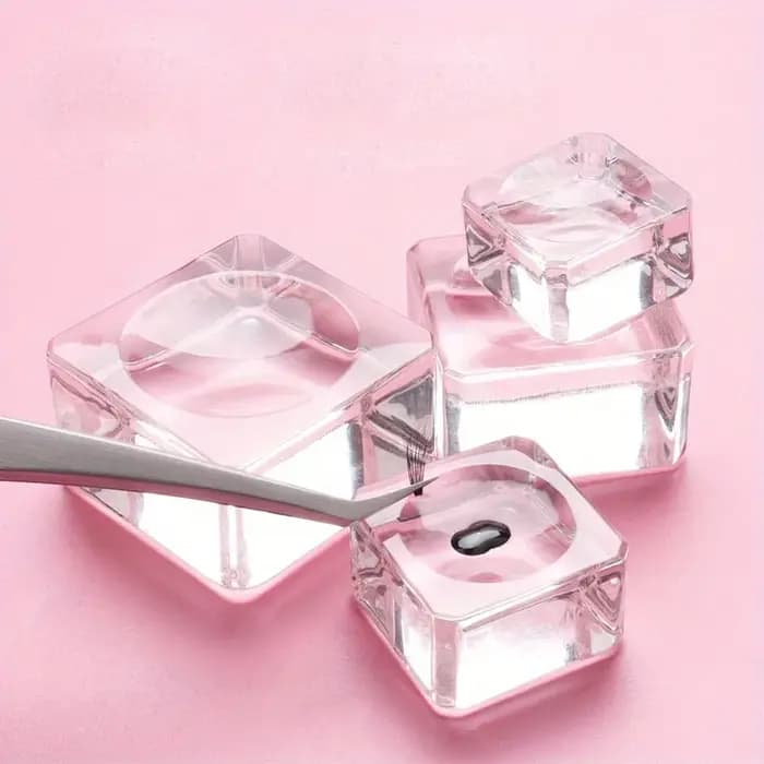 Joint carré en verre de cristal, support de faux cils, tampon de colle, 4 tailles, porte-colle, pale
