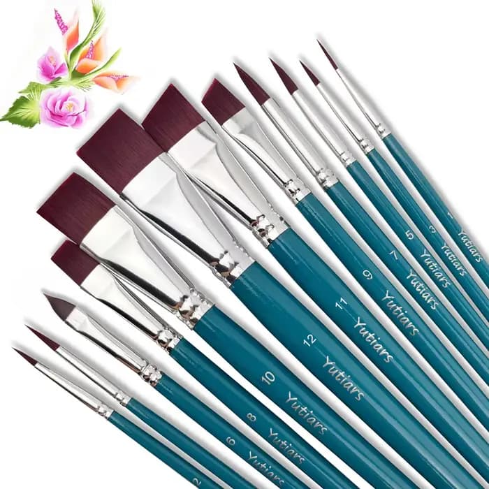 Lot de 12 pinceaux professionnels pour maquillage artistique avec poils en nylon