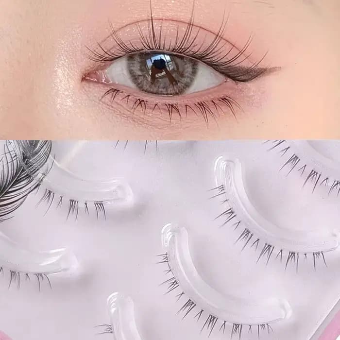 5 paires de faux cils inférieurs à bande transparente, faits à la main, naturels, Manga, maquillage