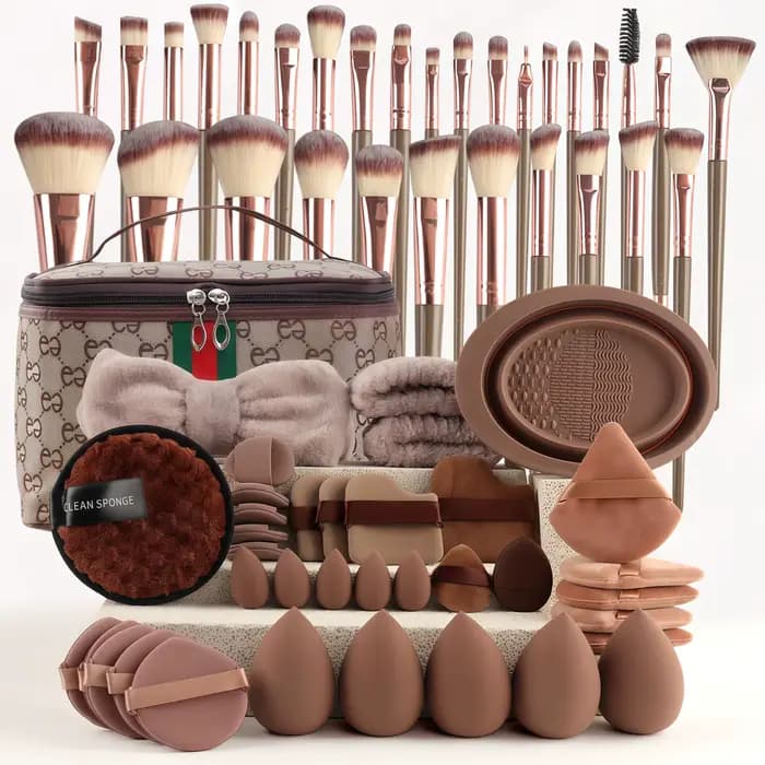 Trousse de maquillage élégante, ensemble de 67 pièces, avec pinceaux de maquillage, brosses pour le
