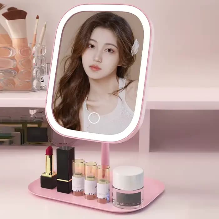 Miroir de maquillage pliant avec lumière LED, miroir de courtoisie de bureau européen, remplissage d