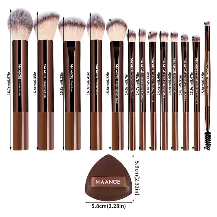 MAANGE 13 pièces pinceaux de maquillage en poils synthétiques de qualité supérieure doux pour fond de teint fard à