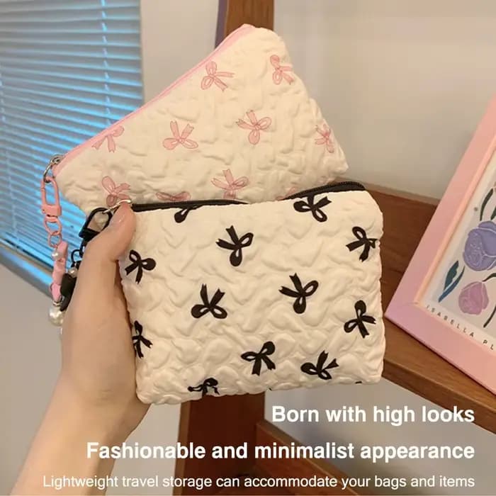 Trousse de maquillage en coton matelassé pour femme