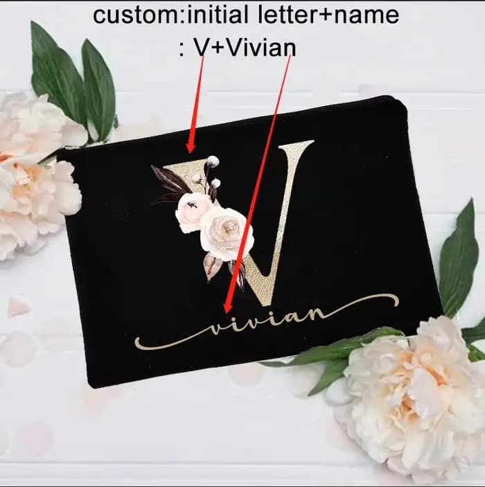 Trousse de maquillage personnalisée avec nom initial