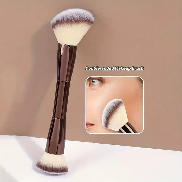 Pinceau de maquillage professionnel double extrémité pour fond de teint et contour