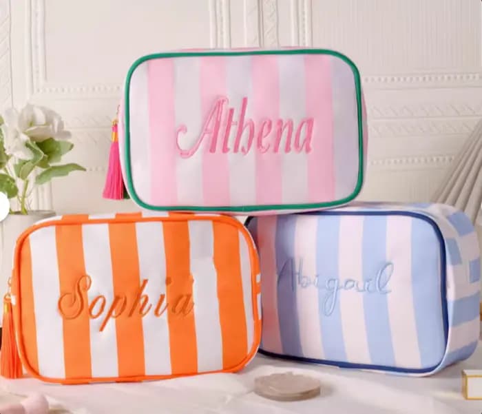 Trousse de maquillage personnalisée avec nom brodé