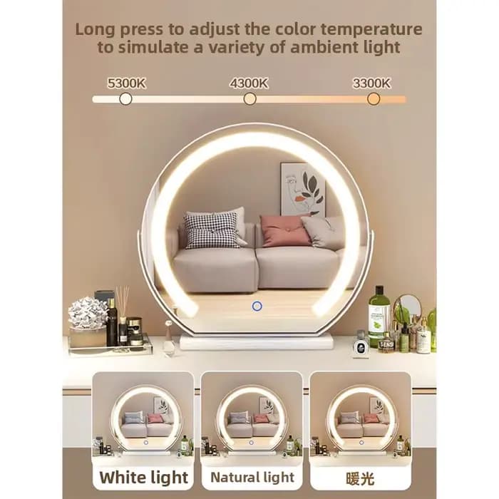 Miroir de maquillage LED intelligent pour la maison avec lampe