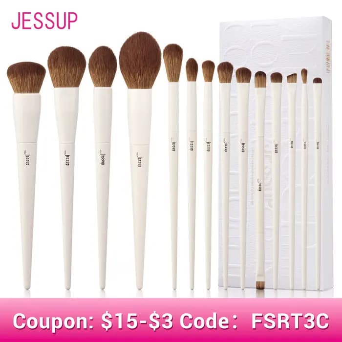 Jessup pinceaux de maquillage 10-14pc ensemble de pinceaux de maquillage fond de teint synthétique p