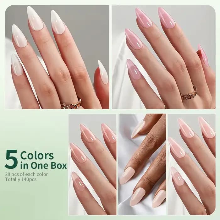 Nailpop 3-en-1 nu naturel doux ongles conseils ensemble 140 pièces tons de peau presse sur les ongle