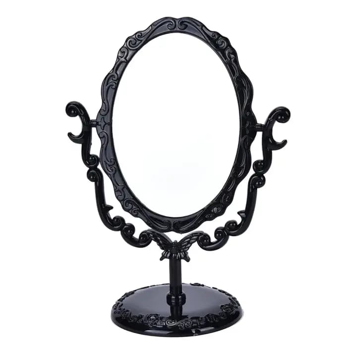 Miroir de maquillage rotatif haute définition style européen avec support rose