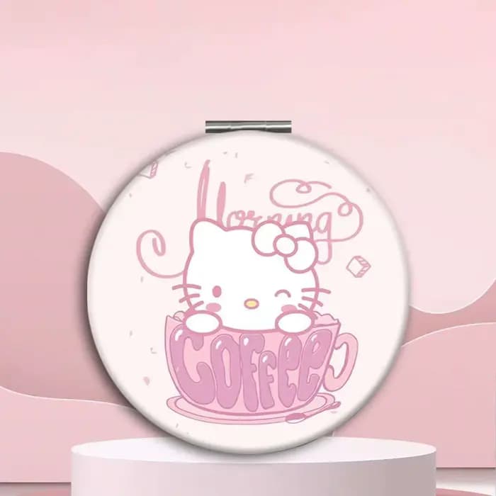 Miroir de poche portable mignon à motif de crâne et de nœud kawaii, miroir de maquillage compact pou