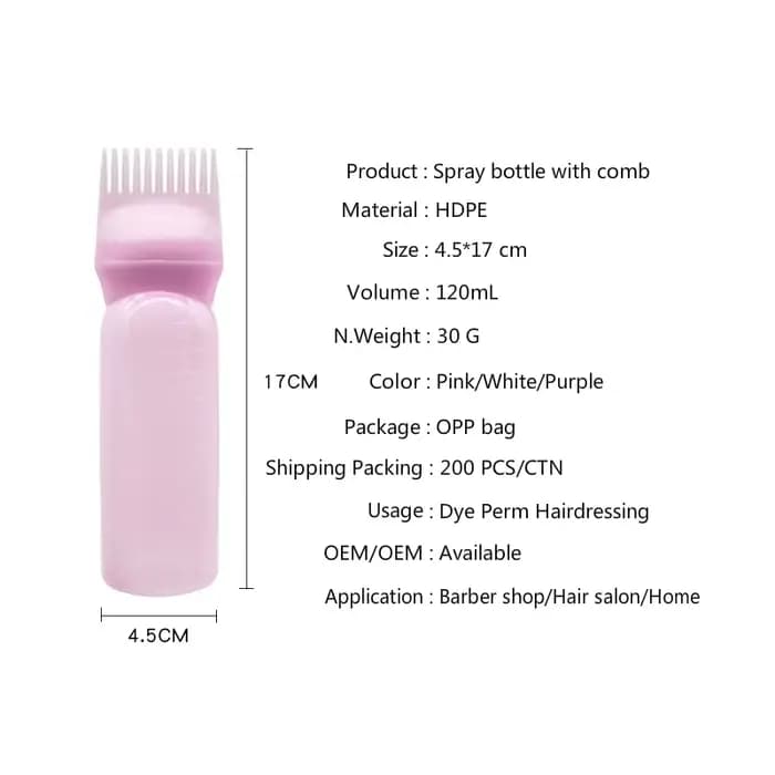 Bouteille applicateur d'huile capillaire pour Salon de coiffure, 3 couleurs, peigne de teinture prof