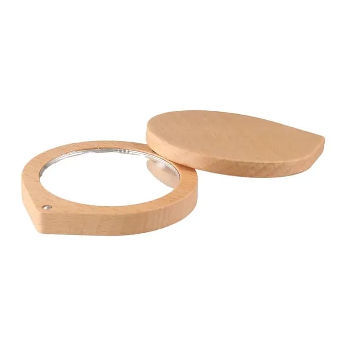 Mini Black Walnut Wood Makeup Mirror Rotatable Foldable Rotating Cosmetic