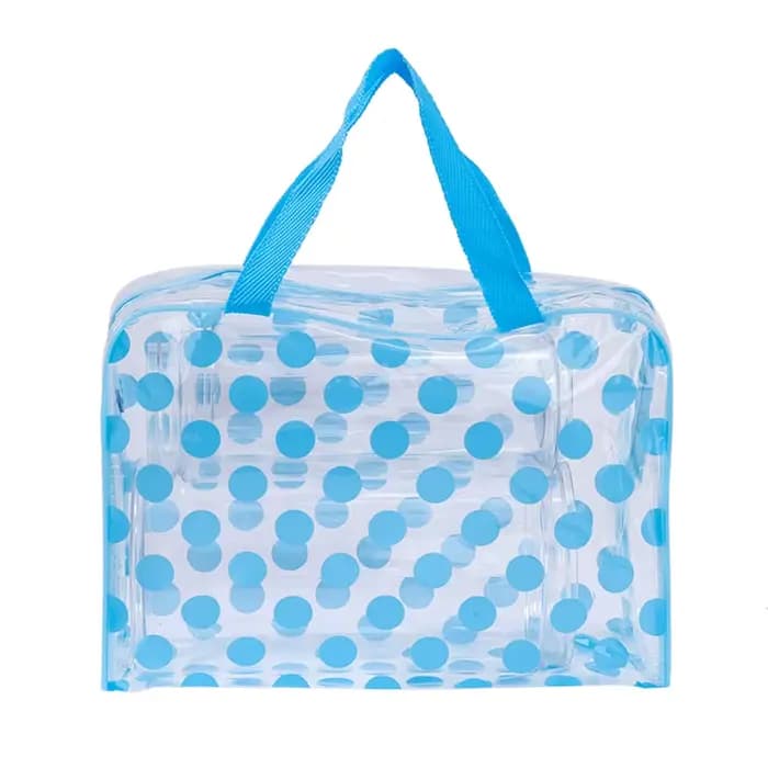 Sac de maquillage transparent à pois pour femmes