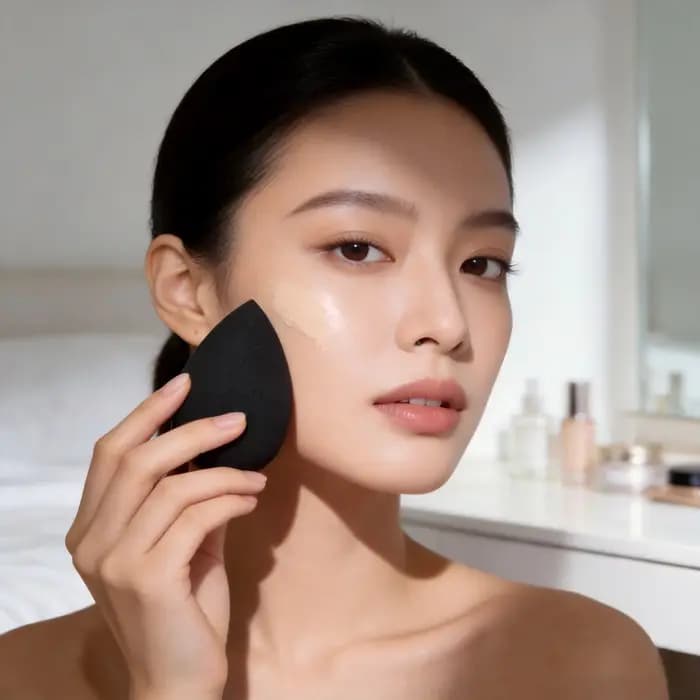 2 éponges de maquillage noires en forme d'œuf – Sans latex