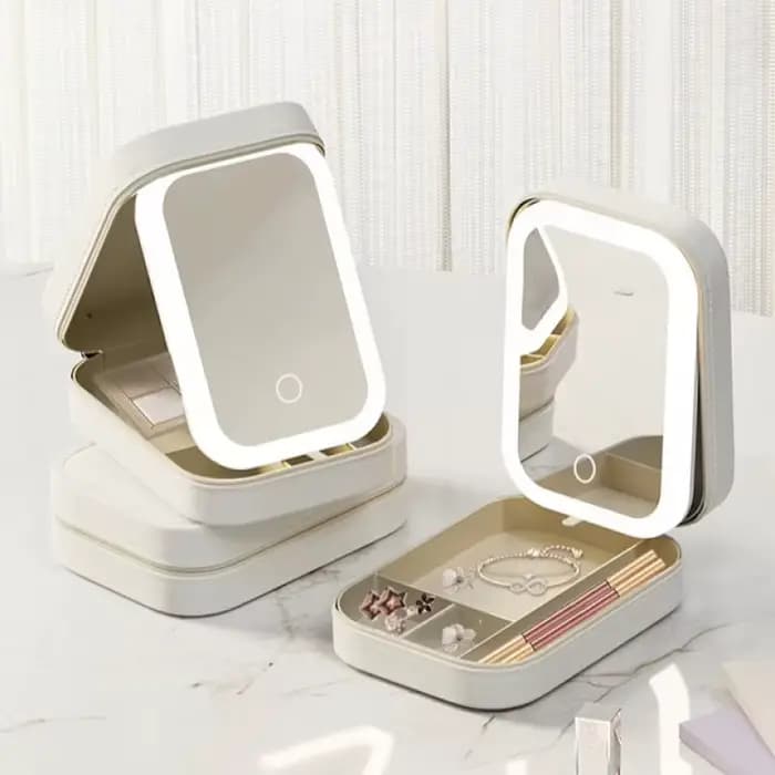 Boîte de rangement de maquillage miroir LED