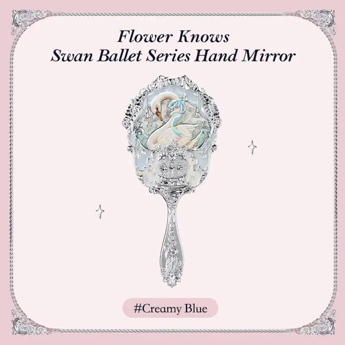 Miroir à main Flower Knows Swan Ballet Series, 3 types, outils de maquillage à relief exquis, blanc,