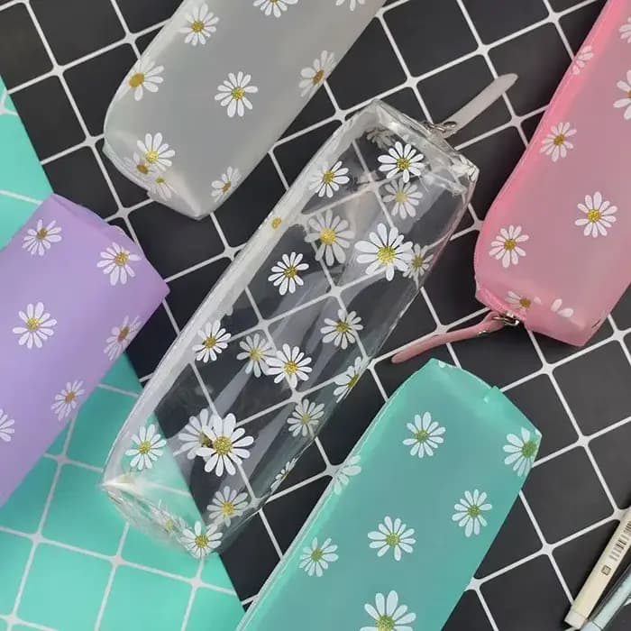 1Pc Trousse à crayons transparente Kawaii Daisy Gift Estuches