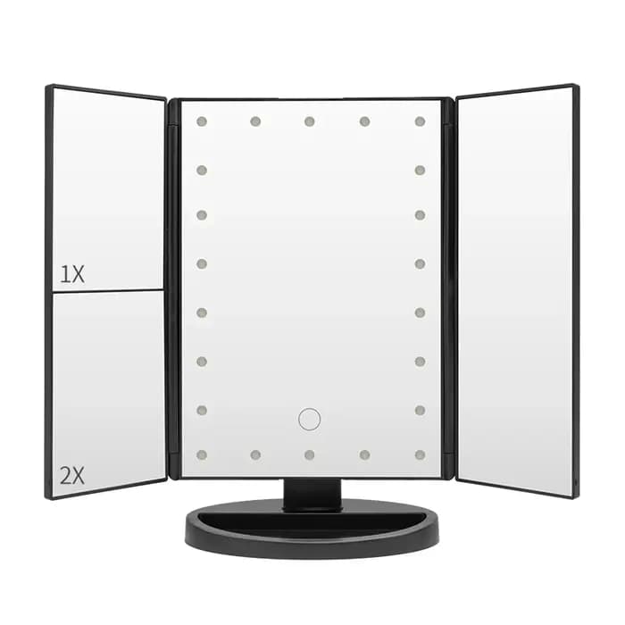 Miroir de maquillage LED portable avec grossissement 2X/3X