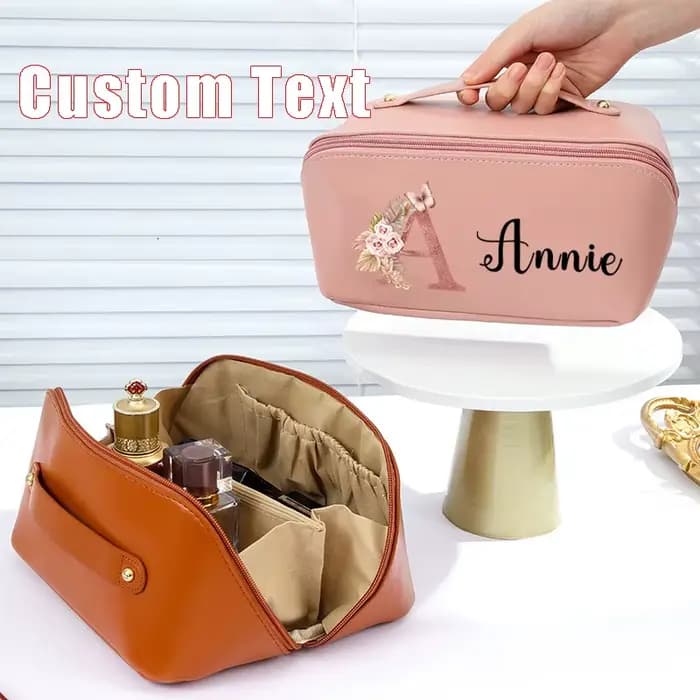 Trousse de Toilette Florale Personnalisée avec Initiales