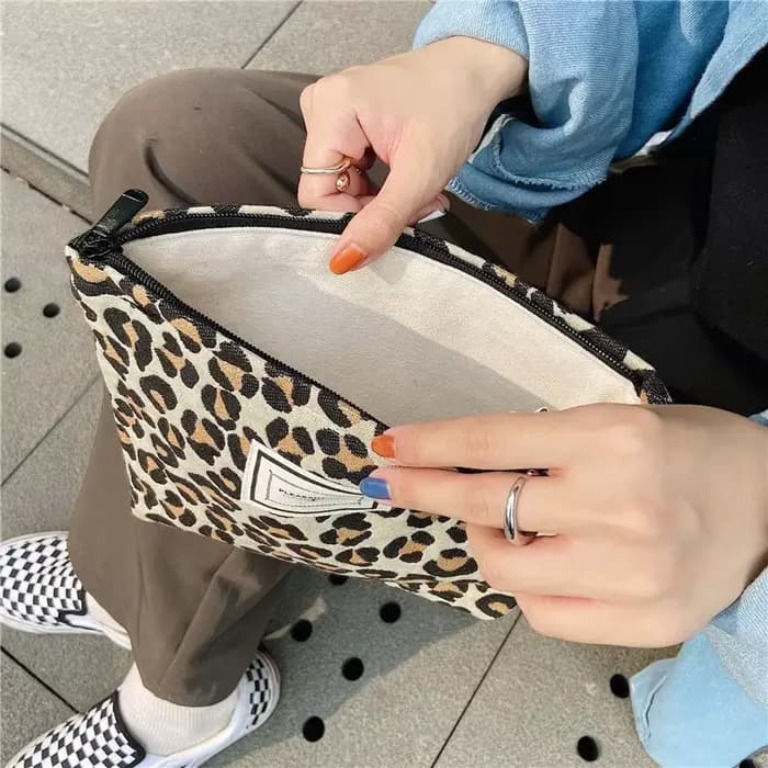 Grand sac à cosmétiques léopard pour femmes