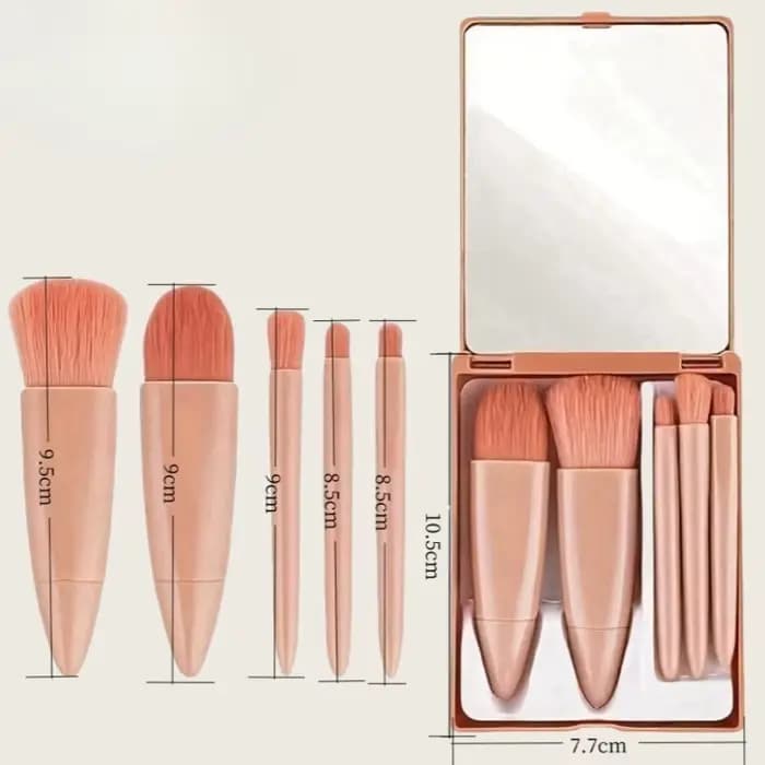 Nouvel ensemble de 5 pinceaux de voyage avec étui : pinceau à poudre multifonctionnel portable