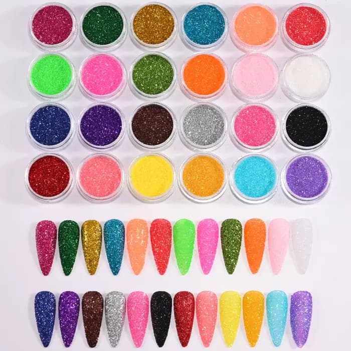 24 couleurs/ensemble holographique Nail Art paillettes poudre noël irisé sucre Chrome Pigment poussi