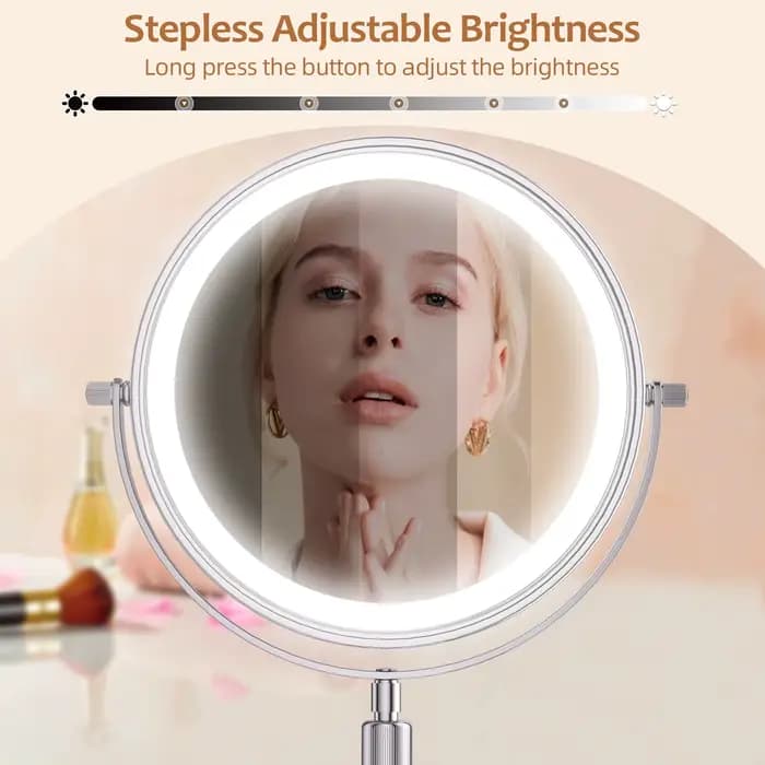 Miroir de maquillage debout avec lampe lumineuse