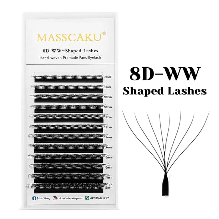 MASSCAKU vente en gros C/D Curl Faux vison préfabriqué Volume Fans cils individuels moelleux 6D 7D 8D 9D 10D W Style