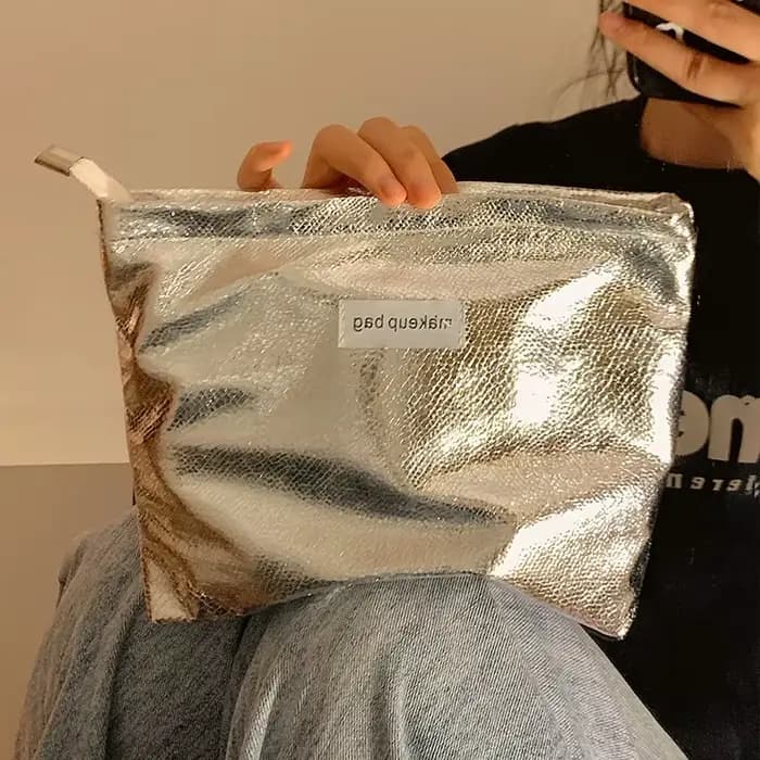 Sac de rangement Portable à paillettes pour produits de toilette et de soins de la peau