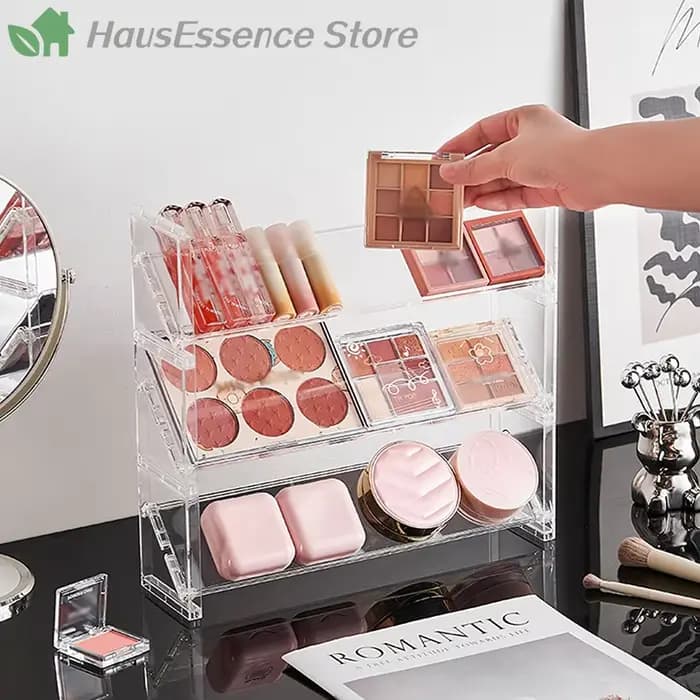 Présentoir à cosmétiques en acrylique à 3 niveaux, plateau multifonctionnel pour fards à paupières, étagère de rangement pour fards à joues, jouets créatifs de bureau, articles divers