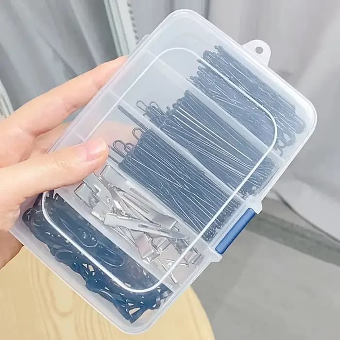 Boîte de Rangement en Plastique Transparente pour Pinces à Cheveux et Bijoux