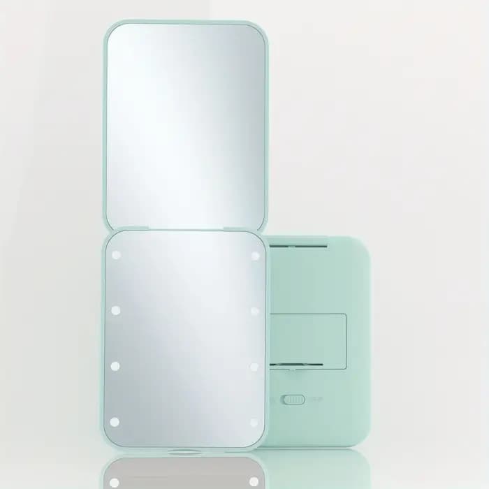 Miroir de poche 1X/2X grossissant avec lumière