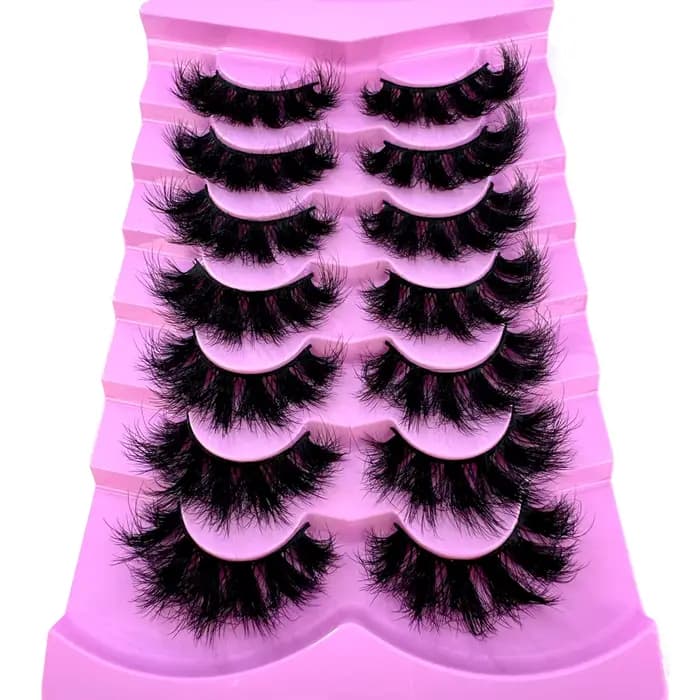 7 paires de Faux cils 3D en Faux vison, naturels, en désordre, croisés, dramatiques, longs, vaporeux