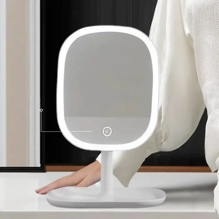Miroir cosmétique LED rotatif avec lumière à trois couleurs à intensité variable