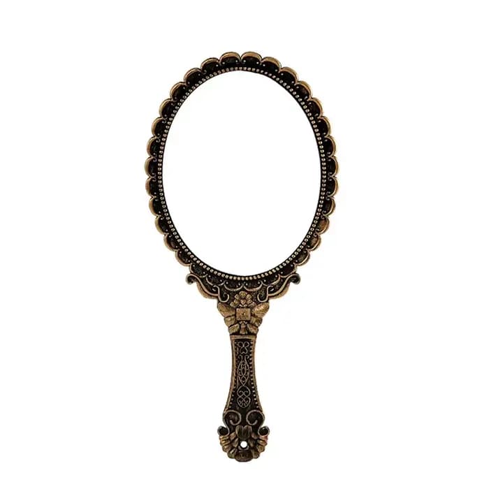 Miroir de maquillage de vanité portatif sculpté Vintage avec poignée