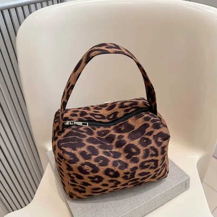 Sac à cosmétiques à imprimé léopard pour femmes, trousse de toilette de voyage portable de grande ca
