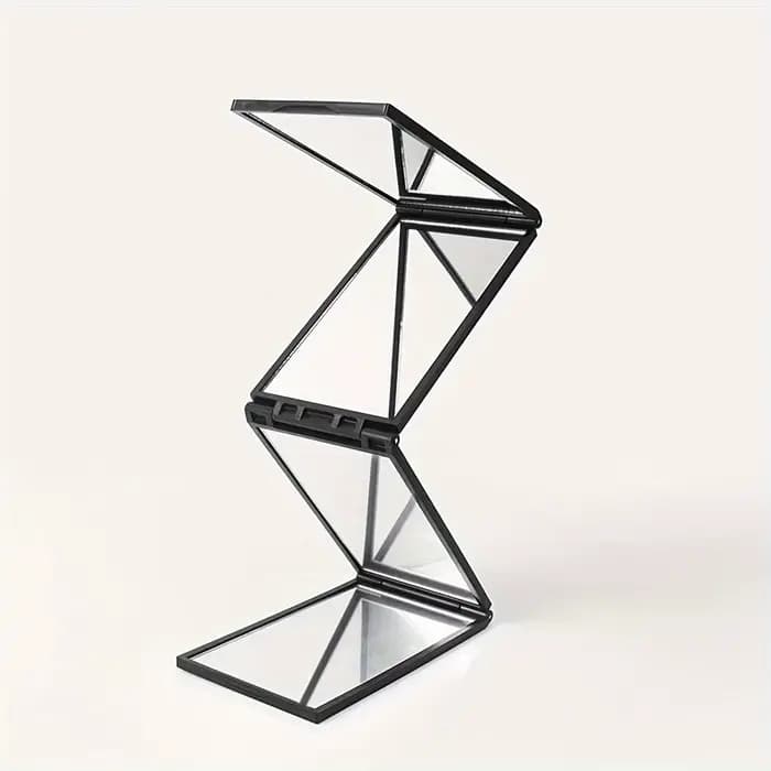 Miroir multi-angles à 3 volets et 4 couches – Design portable de style dessin animé pour salle de bain