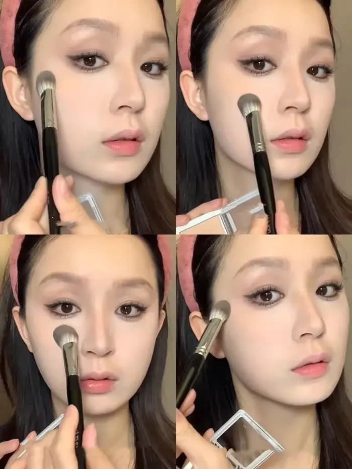 1/2 pièces coeur de pêche fard à joues brosse poudre Blush crème liquide