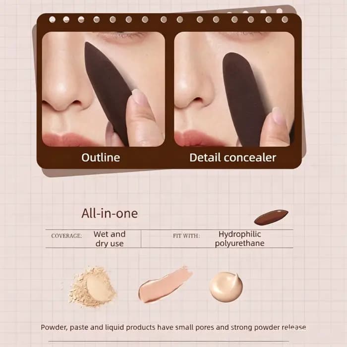 10 Pcs Detail Mini Halo Magic Brush Ultra Soft Makeup Sponge Blender Latex Free Wet Dry Dual Use Hydrophilic