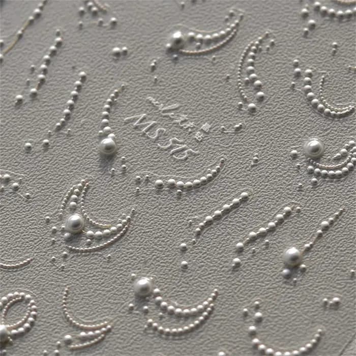Autocollants pour ongles, 1 pièce, blanc, perle, dentelle, vague, lignes, nail art, élégant, exquis,